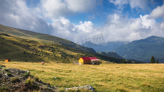 罗马尼亚 Transalpina 帕朗山的牧羊人小屋。