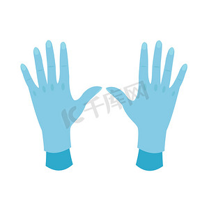 手手套蓝色，保护的象征。卫生用品