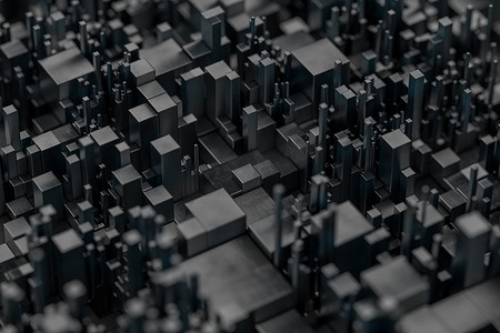 随机分布的立方体，工业背景，3d 渲染。