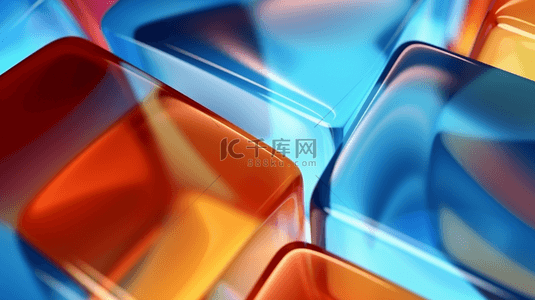 蓝色橙色圆角透明玻璃背景