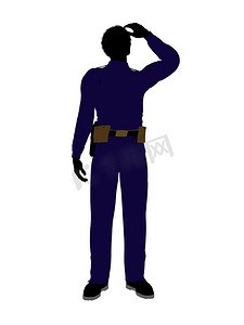 非洲裔美国男性警察艺术插画剪影