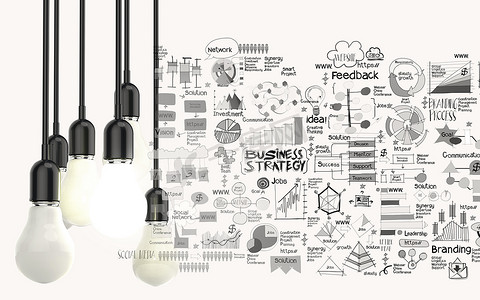 灯泡 3d 商业战略背景作为概念