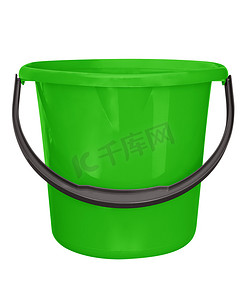 桶塑料摄影照片_孤立的塑料桶-绿色