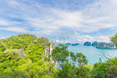Koh Hong 岛观点指向美丽的风景视图 360 度，泰国。