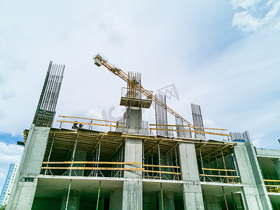 大型建筑工地 有起重机的大型建筑工地