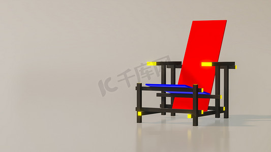 1917 年设计师 Rietveld 的红蓝椅子