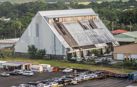 美国夏威夷希洛港的高工厂谷仓。