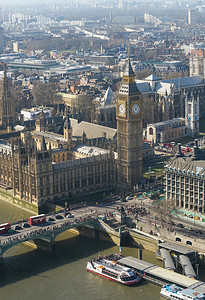 英国伦敦的大本钟和威斯敏斯特教堂