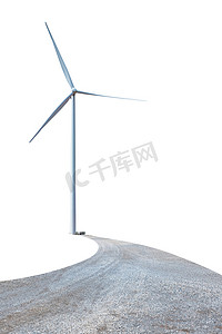 绿色的风摄影照片_白色背景上的风力涡轮机功率