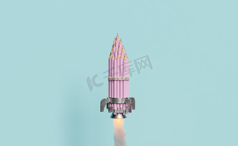 用铅笔手工制作的火箭