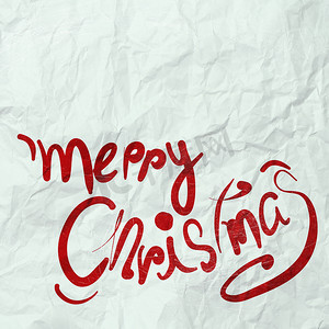 圣诞贺卡用圣诞老人的手画在皱纸上