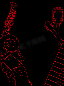 吉他音乐海报摄影照片_红色和黑色爵士乐俱乐部背景