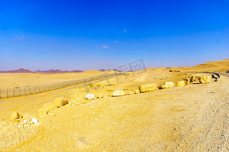 沙漠景观和以色列-埃及边界