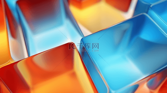 蓝色橙色圆角透明玻璃背景