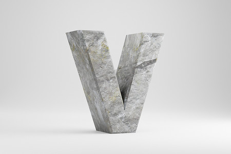 石头 3d 字母 V 大写。