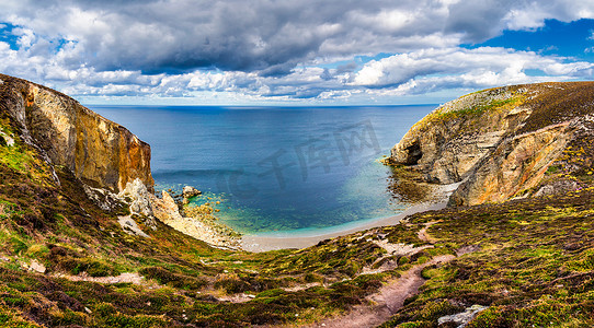 Cap de la Chevre，Finistere 省，公园的岩石景观