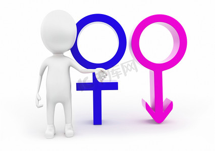 3d 立体人呈现男性和女性标志概念