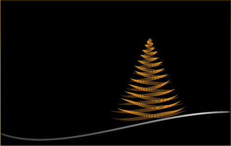 圣诞贺卡抽象图形设计在金色和银色的黑色背景上