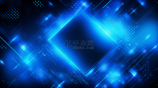 立体几何光感背景图片_蓝色科技感发光立体几何背景