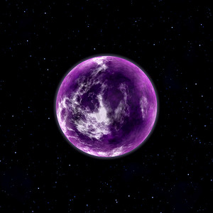 行星宇宙星球摄影照片_太空中的紫色星球与星星