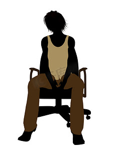坐在椅子上的休闲女人插图剪影