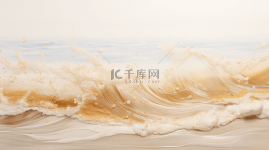 夏天海水背景图片_沙滩上的白色泡沫白色浪花