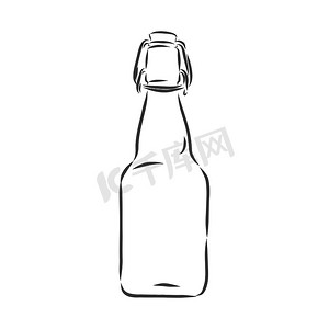 瓶，孤立在白色背景上的素描风格矢量图。