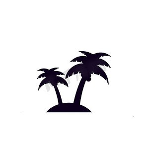 白色背景上的棕榈树图标。