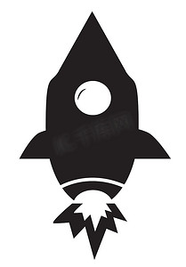 白色背景上的火箭图标。