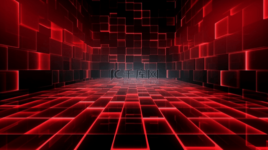 红色光亮方块空间背景