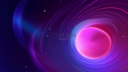 圆形发光背景背景图片_蓝紫色抽象曲线和圆背景