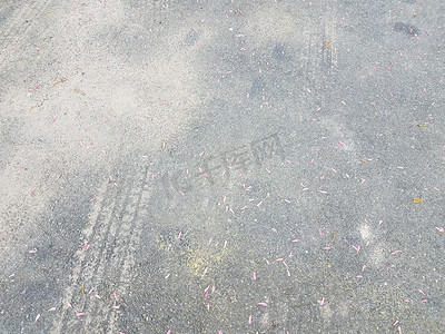 土路面摄影照片_有土和花粉的黑色沥青车道