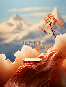 作品展示背景图片_3D中国风国潮产品展示展台广告电商背景