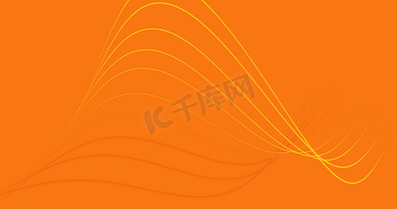 具有动态 3d 线条的抽象橙色背景。
