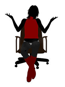 乐器插图摄影照片_坐在椅子上的女音乐家插图剪影