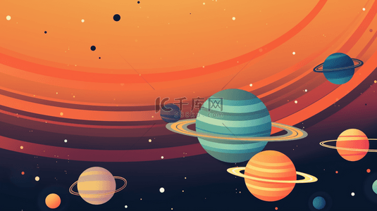 星球线条背景图片_卡通风格星球宇宙主题背景