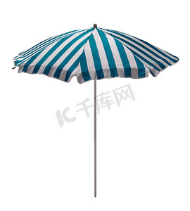 沙滩伞 - 浅蓝白条纹