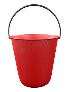 孤立的塑料桶-红色