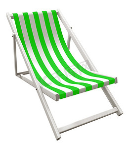 绿色条纹躺椅摄影照片_躺椅-绿色