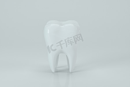 美白牙齿图标摄影照片_白色背景的白色牙齿，3d 渲染。