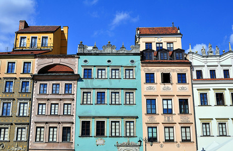 旅游花旗摄影照片_华沙老城。