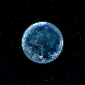 行星宇宙星球摄影照片_太空中的蓝色星球与星星