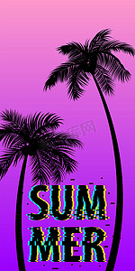 夏天小海报摄影照片_夏季时间棕榈树横幅海报
