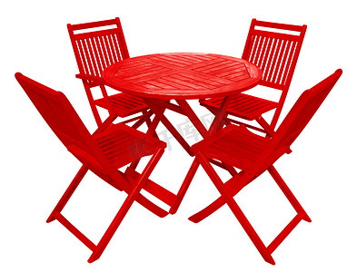 小家电组合摄影照片_木桌椅-红色