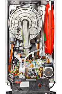 机器人电控系统摄影照片_电控燃气锅炉的内部结构。
