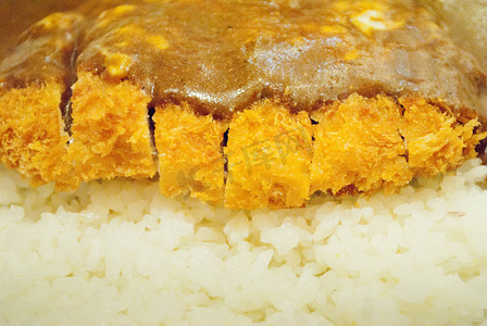 鱼香肉丝盖饭摄影照片_日式咖喱饭