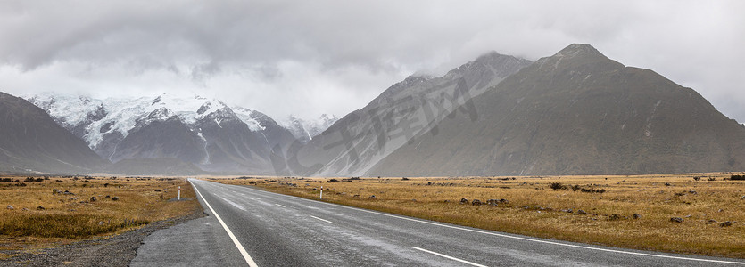 宽路摄影照片_新西兰南岛地平线之路