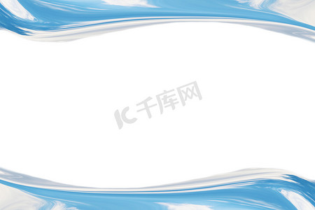 实线边框摄影照片_抽象边框蓝色波浪海洋和白色气泡白色