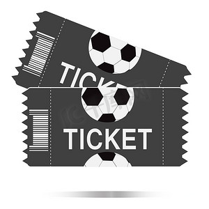 白色背景上的两张足球票图标，足球票