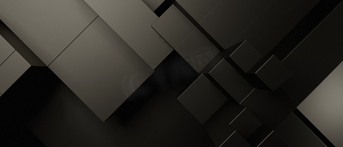 抽象豪华几何块三维木炭抽象背景 3D 插图